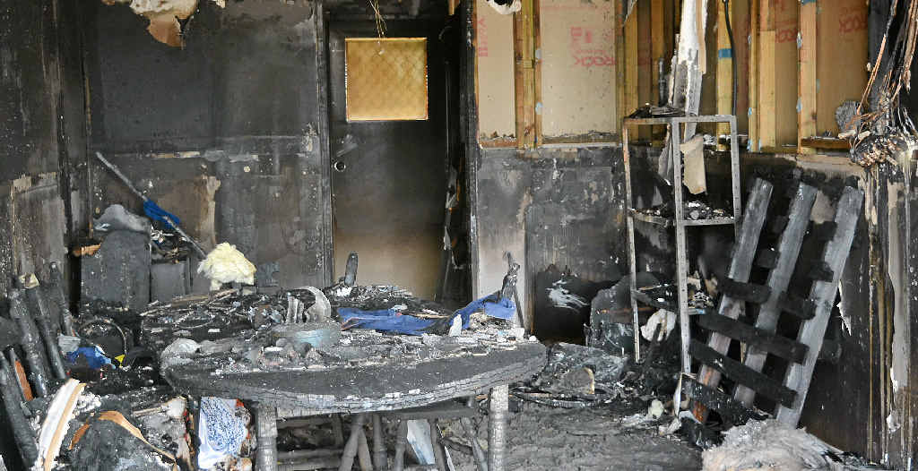 CHARRED: The garage was gutted by Saturday night’s fire. CHARRED: The garage was gutted by Saturday night’s fire.
